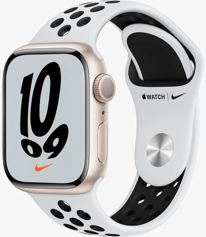 Apple Watch Nike Series 7 GPS 45mm Starlight Aluminium Case Pure Platinum/Black Nike Sport (MKNA3) 